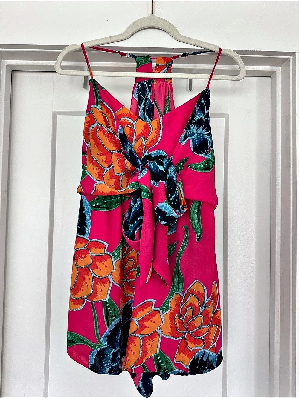 Show Me Your Mumu Floral Halter Top in Pink & Orange Size Medium